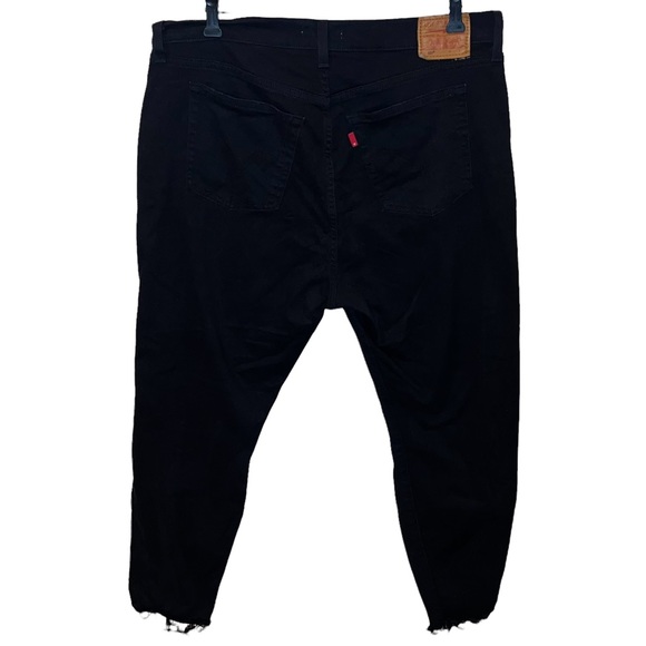 Levi’s Plus Wedgie Skinny Black Distressed Jeans Raw Hem Ankle Length - Picture 2 of 11
